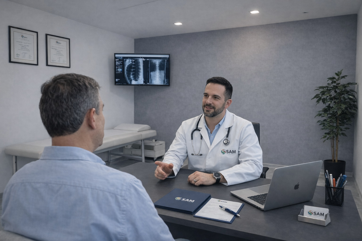 Doctor atendiendo paciente en SAM